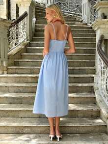 Women Midi Dresses - Blue - View 2