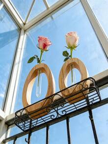 2pcs/Set Japanese Style Wooden & Glass Test Tube Vase, Minimalist Hydroponic Flower Pot, Home Decor Accent For Entryway - 1 Set - View 9