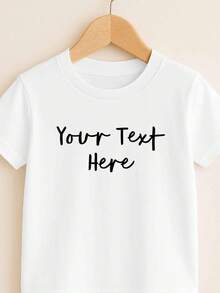Camiseta de Algodón Personalizada para Niños: Regalo Infantil con Texto Personalizado, Camisetas de Cuello Redondo Versátiles para Uso Diario, Camisetas de Algodón Suaves y Transpirables, Ropa Casual de Corte Relajado para Niñas, Ropa Casual Elegante y Sencilla para Deportes al Aire Libre, Camisetas de Moda Fáciles de Combinar, Ropa Universal para Viajes, Fiestas y Ocio para Damas. - Blanco - Ver 1