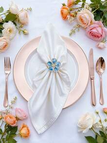 1/6/12 Pcs Elegant Metal Flower Napkin Rings, Suitable For Birthday Party, Farmhouse Style, Wedding, Restaurant, Hotel, Valentine's Day, Banquet, Buffet Table Decor, Party Favors, Home Kitchen Table Decor - Multicolor - View 10