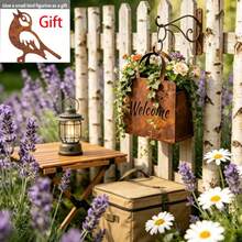 Rustic Metal Handbag Garden Ornament With Hello & Welcome Sign, Elegant Garden Statue Mini Flower Box, Rust Iron Handbag With Bird Decoration For Patio, Lawn, Garden Yard, Holiday Gift - Rustic Handbag - View 8