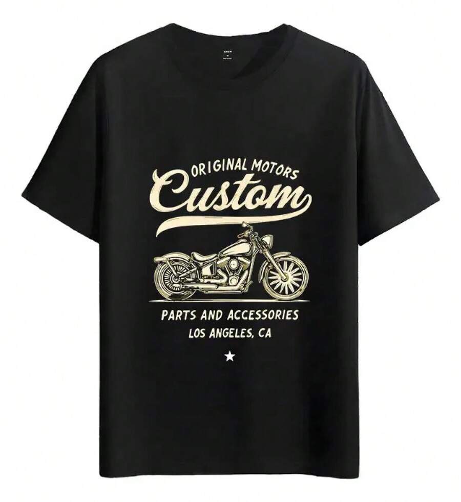 Custom Muscle Freaks Vintage Motorcycle Style T-Shirt - Black - View 1