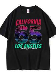 blusas para mujer California Los Angeles Beautiful Beach T Shirt Men Women Fashion Vintage Short Sleeve T-shirts Cotton Casual Oversized Tee Shirt - Negro - Ver 1