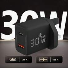30W USB-C 充电器，USB-A+USB-C 电源适配器插头，PD30W+QC3.0 快充电源，充电插头电源插头兼容 17/16/15/14/13 Plus Pro Max Mini，兼容 / Galaxy 系列 - 英規插(220-240V) - 查看 8