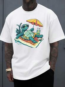 Camiseta Casual para Hombre con Estampado de Tortuga, Blanca, Colección Verano 2026, Tejido Transpirable, Cuello Redondo, Manga Corta, Nueva Camiseta Estampada para Primavera/Otoño, Moderna y a la Moda, Adecuada para Uso Durante Todo el Año, Ropa para Actividades al Aire Libre, Tallas Grandes. - Negro - Ver 6