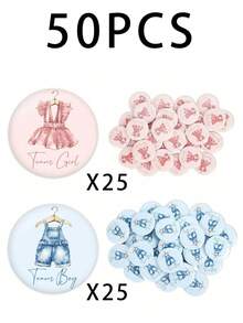 50/30/10 Gender Reveal Party Pins, Blue & Pink Baby Clips, Boy & Girl Team Badges, Baby Boy & Girl Badges, Birthday Party Game Decorations, Baby Shower Gifts, Party Accessories - View 12