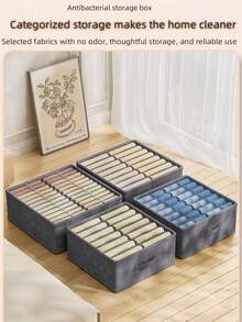 1 Caja de almacenamiento de ropa gris, caja divisora de ropa, caja de almacenamiento de armario, caja de almacenamiento de cajón, caja de almacenamiento de ropa interior, adecuada para el almacenamiento y la organización del hogar - Gris - Ver 7