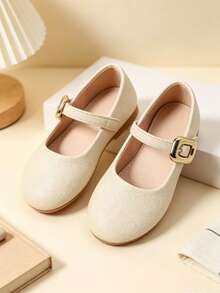 1 双儿童鞋，米色金色搭扣玛丽珍平底鞋，可调节魔术贴绑带，轻便柔软鞋底，防滑，可爱优雅的休闲正装鞋，适合学校、聚会、日常生活和其他场合。 - 杏色 - 查看 12