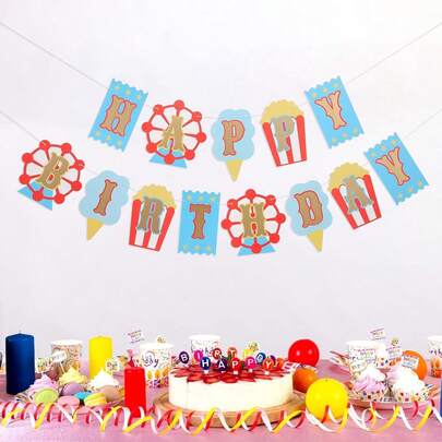 13 Peças Conjunto de Decorações para Festa de Aniversário com Tema de Circo, Roda-gigante, Pipoca, Algodão-doce, Decoração de Festa de Aniversário, Festa com Tema de Circo, Cenário, Festa de Aniversário, Decoração de Parede, Adereços para Cabine Fotográfica, Decoração de Verão