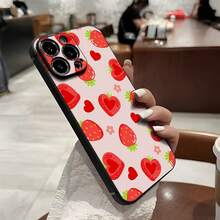 Strawberry And Heart-Shaped Flower Design Phone Case, Suitable For IPhone 16, 15, 14, 13, 12, And 11 Pro Models. Made Of TPU Material, It Offers Shockproof Protection. It Makes A Great Gift For Family, Friends, Children, Birthdays, New Year's, Holidays, Boyfriends, Girlfriends, And Valentine's Day. - (單色)每包1件 - 查看 1