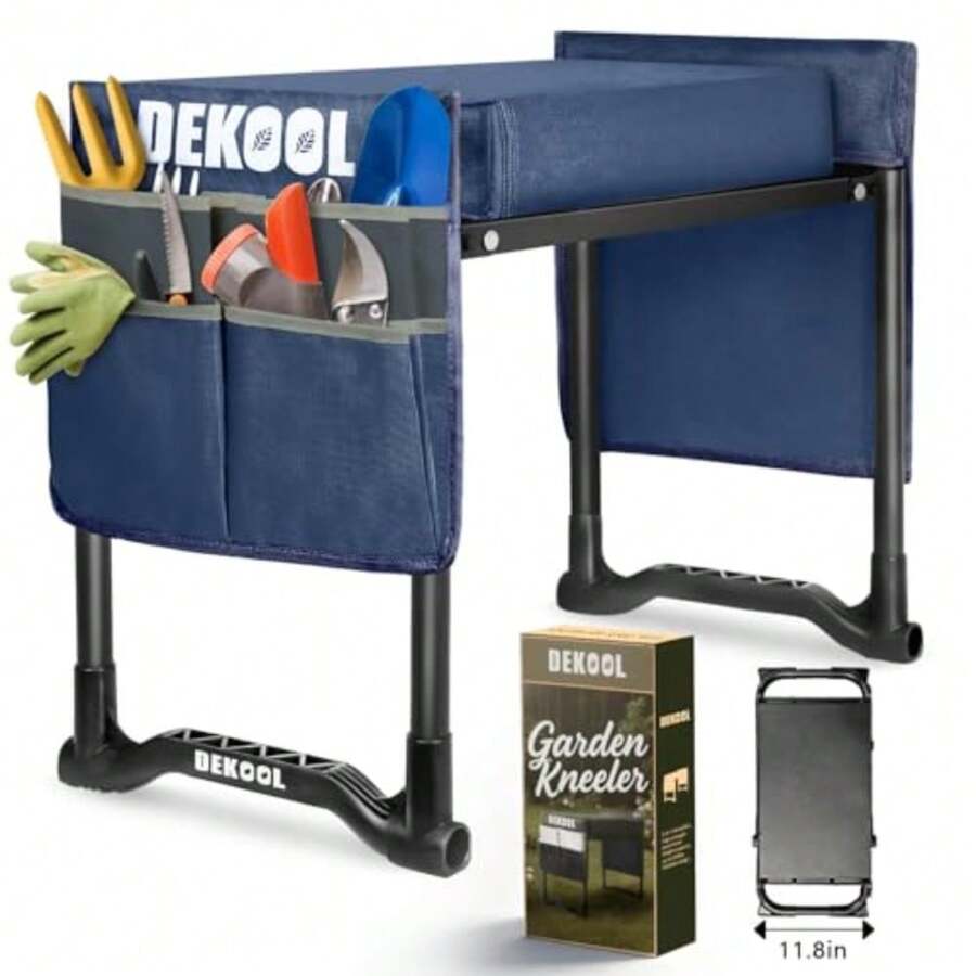 Garden Kneeler And Seat With Upgraded Wide And 3" Thick Kneeling Pad, Heavy Duty Garden Stool With 2 Large Tool Bags, Portable Bench For Weeding, Gardening Gifts For Women, Men, Seniors - Blue - View 1