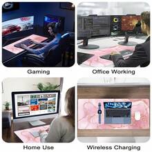 1pc Oversized Gaming Mouse Pad - Pink "Girly Style" Gradient Marble Pattern - Laptop & Desk Mat - Durable Non-Slip Rubber Bottom - High Definition Printing - Precision Stitched Edges - Multiple Sizes Available - Mouse Pad - View 6