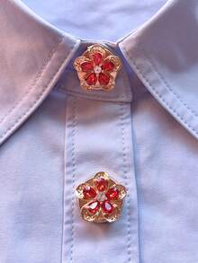 1PC/2PCS Elegant Button Covers, Shirts Button Cover Clip On Button Covers Fashion Crystal Cufflinks Cover, Suitable For Tuxedo And Wedding Dresses Decoration - Multicolor - View 2