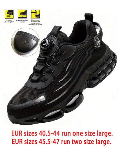 (Runs Slightly Large, Recommend Ordering One Size Down) Unisex Steel Toe Anti-Slip Anti-Puncture Shock-Absorbing Work Shoes, Suitable For Construction, Warehousing, Daily Maintenance, Gardening And Other Scenarios, Large Sizes Available, Unisex Rotatable Buckle Air Cushion Steel Toe Anti-Crush Anti-Puncture Work Shoes, Lightweight And Breathable, Suitable For Various Industrial And Construction Protective, Casual Protective Shoes, Suitable For All Seasons (EUR Sizes 40.5-44 Run One Size Large, EUR Sizes 45.5-47 Run Two Sizes Large)