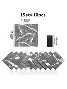 OUTANA 10pcs/0.9㎡ Deep Gray Marble Pattern Ceramic Tile Stickers, Waterproof Aluminum Composite Board, Self-Adhesive Wallpaper For Wall Renovation And Decoration, Suitable For Valentine's Day, Wedding, Birthday - FZZH567 - View 9