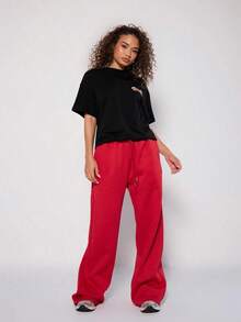 Camisetas De Mujer AlgodóN  Camiseta GráFica Con Estampado De Letras Negroni De Talla Grande, Camisetas Casuales Para Verano Y Primavera - Negro - Ver 5