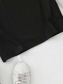 100% Pure Cotton Women's Fashionable Sports T-Shirt With "I'm Irish" And Four-Leaf Clover Print, Round Neck, Short Sleeve, Comfortable, Sports T-Shirt For St. Patrick's Day, Commemorative St. Patrick's Day T-Shirt - 黑色 - 查看 4