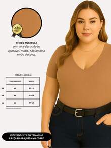 Set Of 3 Basic Women's Plus Size V-Neck Blouses - Brown/chocolate/gray - View 5