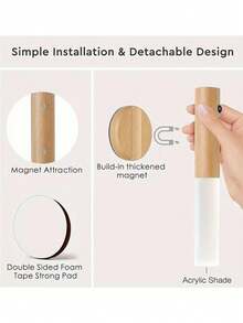 1pc Walnut Color Motion Sensor Wall Light, Smart PIR Sensor Night Light, USB Rechargeable 3-Color Magnetic Wall Lamp, Easy Installation & Portable, Wireless Design, Suitable For Hallway, Bedroom, Stairs, Cabinet, Bathroom - ABS Material - Multicolor - View 4