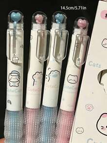 Bộ 2/4 bút bi hình mèo màu hồng và xanh dương, viết trơn tru, chống thấm nước, thích hợp cho học sinh và thi cử. - Bút vẽ phong cảnh hình mèo - Xem 6