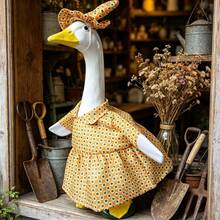 Porch Goose Christmas Outfits Snowman/Floral Dress And Hat Goose Statue Clothes Garden Decoration - A - View 4