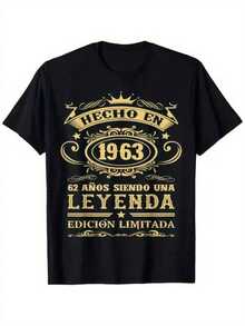 2026 Spanish Birthday T-Shirt 1963 - Vintage 62nd Birthday Gift For Dad - Limited Edition Spanish Anniversary T-Shirt - Soft And Breathable Cotton Crew Neck T-Shirt - Funny Retirement Party Costume - Graphic T-Shirt - 黑色 - 查看 1