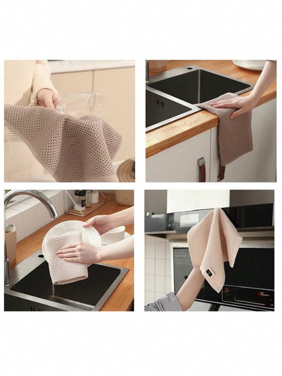 2/4pcs Random Color 100% Cotton Waffle Weave Dishcloth, Soft Absorbent Quick Dry Waffle Weave Tea Towel - A - View 1