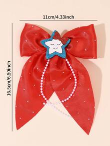 2 peças de laços de cabelo brilhantes para o 4 de julho para adolescentes, com laços de miçangas, presilhas de jacaré, presilhas de cabelo com glitter e estrelas, presilhas grandes com cauda para o Dia da Independência, presilhas delicadas para o 250º aniversário dos Estados Unidos, acessórios de cabelo para adolescentes. - Vermelho - Ver 5