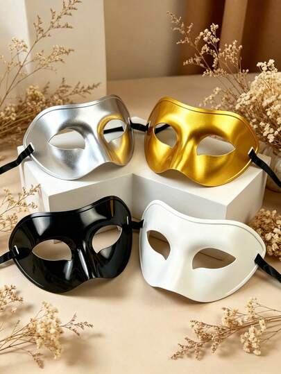 6pcs Matte Finish Masks, Venetian Style Half Face Eye Masks With Adjustable Strap, Elegant Party Costume Accessory Suitable For Halloween, Wedding, Prom, Carnival Decoration