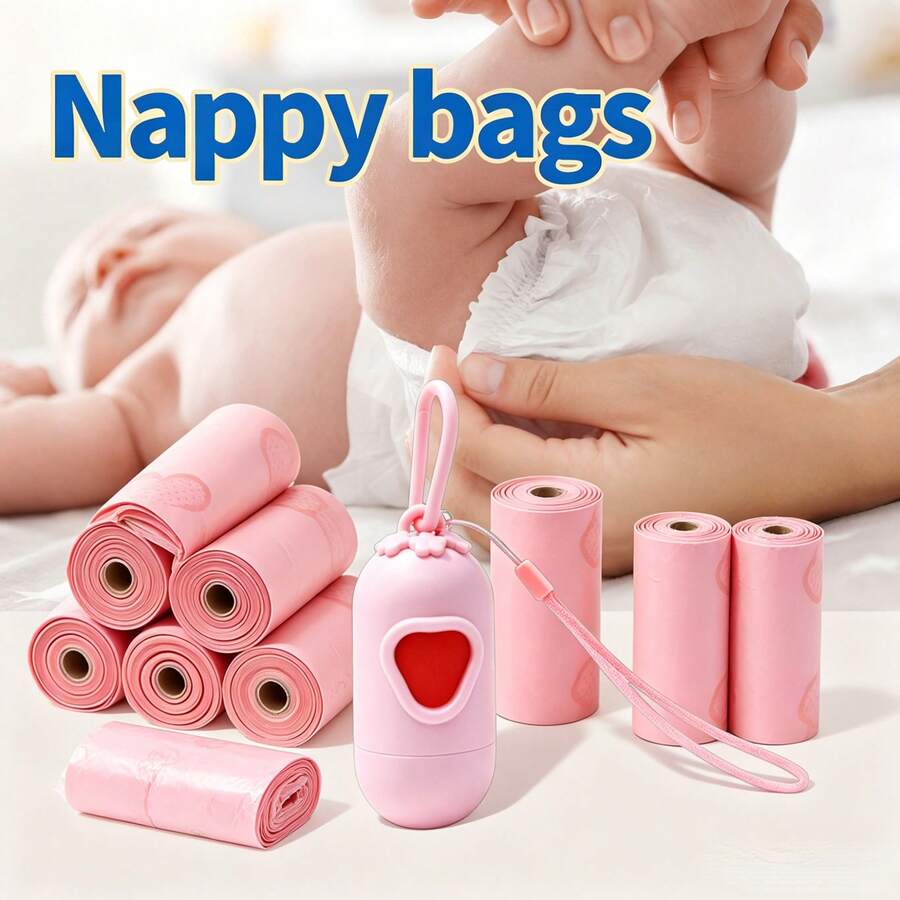 120 túi đựng tã em bé (có mùi thơm)/Túi đựng rác tã/Kèm hộp đựng tiện lợi/Có thể treo trên xe đẩy/Túi đựng rác trên xe hơi - Nhiều màu - Xem 1