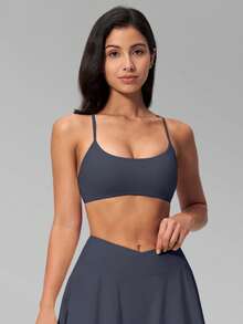 MFVIM Women's New Yoga Bra Top, Criss-Cross Back Sports Bra For Running, Fitness, Yoga, Soft & Skin-Friendly Fabric, Versatile For Commuting, Outdoor, Jogging, Cycling, Yoga, Suitable For Women's Fitness Wear - Dusty Blue - View 8