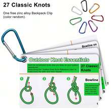 27 Common Knot Tutorial Instruction Cards, Outdoor Knot Reference Guide - Suitable For Various Knots, Comes With Mini Storage Buckle. Perfect For Emergency Kits, Sailing, Camping And Emergency Situations, Great Gift For Outdoor Adventures. - A - View 5