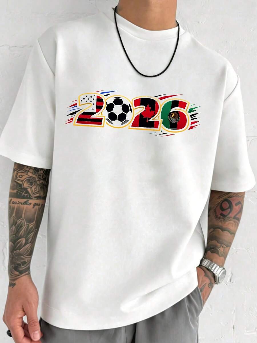 Camiseta de verano para mujer 2026, estampado con la bandera de los Tres Reinos de la Copa Mundial, licencia oficial, camiseta de hombre 100% algodón puro, suave y cómoda, de manga corta para el verano, camiseta de cuello redondo. - Blanco - Ver 1