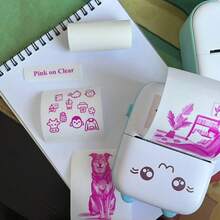 Aesthetic Multi-Color Translucent Thermal Paper (57mm) - Pastel Color On Clear Sticker Rolls For Mini Pocket Printers - Shiny Self-Adhesive Film For DIY Journals & Photos - View 5