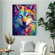 DIY 5D抽象涂鸦狼钻石画套装，全圆钻石画，家居装饰手工礼品 - 查看 10