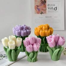 1pc Tulip Candle Silicone Mold Resin Casting Mold DIY Flower Candle Polymer Clay Craft Gypsum Home Decoration - White - View 9