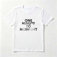 Letras Degradadas Playera de Algodón Blanca con Diseño Grayscale - Blanco - Ver 1