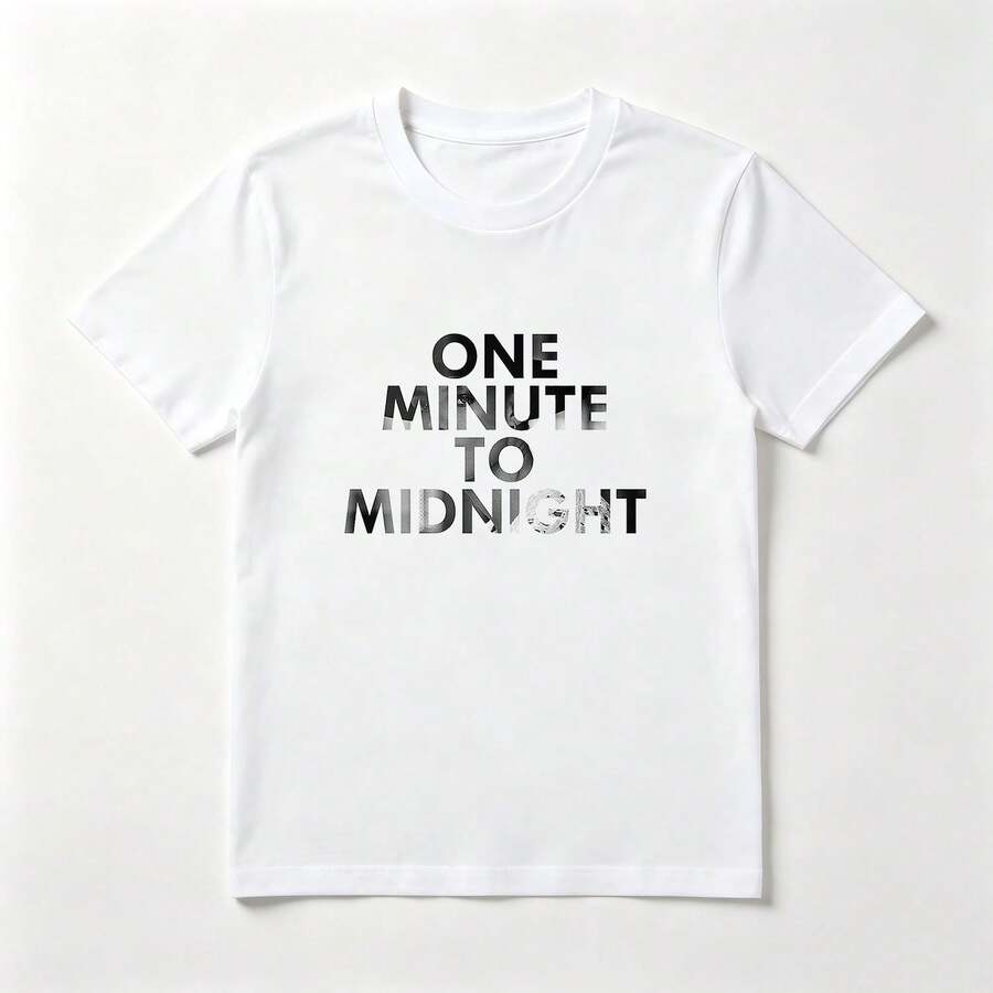 Letras Degradadas Playera de Algodón Blanca con Diseño Grayscale - Blanco - Ver 1