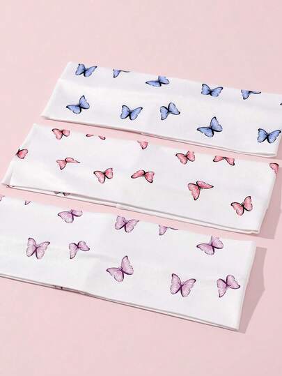3pcs/Set Women's Casual Cute Street Butterfly Print Beach/Holiday Headband, Made Of Polyester, Versatile For Daily Wear
