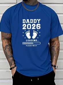 Men's&Women's Camiseta para Hombre y Mujer, Estilo Casual y Moderno, Estilo 'Dad', Colección 2026, Patrón de Huella de Bebé y Estrellas, Ropa Casual Diaria para Hombre Adulto, Estilo Urbano, Regalo para Vacaciones - azul real - Ver 1