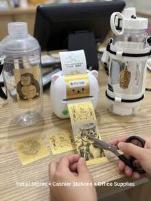 57x25mm 透明热敏贴纸纸 - 金色闪光点和粉色/蓝色/青色透明标签卷 - 适用于迷你口袋打印机的优质自粘膜 - 查看 8