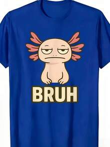 Camiseta Adecuada para Axolotl - Divertido Estampado de Salamandra con Expresión Tierna de Chibi Lobarto, Cuello Redondo Casual para Fans de Salamandras, Ropa de Verano Lavable a Máquina para Convenciones y Outfits Cotidianos - Negro - Ver 8