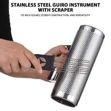Guiro Instrument, Musical Instruments Guiro, Metal Guiro, Stainless Steel Instrument With Scraper, Latin Percussion Instrument, 8" X 3 - Silver - View 3