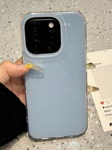 可愛果凍亮面手機殼，適用於 iPhone 17ProMax 17Pro 17 17Air 16 15 14 13 12 Pro Max 11，純色防震軟殼後蓋 - 藍色 - 查看 4
