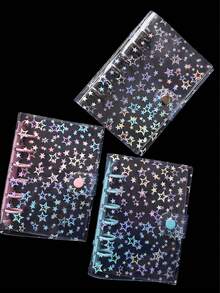 1pc A7 Transparent Single Ring Binder Notebook, Sticker Book, Transparent Single Ring Soft Leather Loose-Leaf Handbook, PP Transparent Inner Pages Refill, Portable Sticker Book, Large Capacity, Sticker Storage Book, DIY Handbook, Scrapbook, Notebook, Planner, Suitable For Student Back To School Supplies, Office Supplies, Geek Activities, Etc. - Sets - View 2
