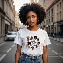 African American History T-Shirt For Men And Women, Black Print T-Shirt, Magic Fashion Retro Black T-Shirt With Natural African American Hairstyle - White322 - 查看 3