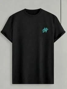 Homme Men's Summer Casual Print Round Neck Short Sleeve T-Shirt Men Summer Outfits  Men Summer Clothes Men T Shirt - 黑頂 - 查看 2