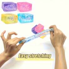 1 pieza Juguete antiestrés de cubo de hielo transparente con purpurina, cubo suave y transparente para apretar, juguete sensorial de alivio del estrés con lentejuelas brillantes para niños y adultos, juguete de descompresión portátil para escritorio, recuerdo de fiesta de cumpleaños, regalo de recompensa para el aula - Multicolor - Ver 3
