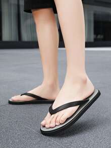 New Summer Men's Comfortable Lightweight Slippers, Casual Beach Flip Flops, Non-Slip Sandals - Grey - View 9