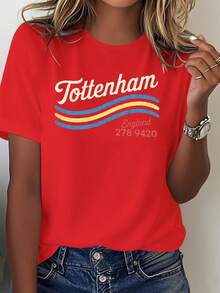 Camiseta retro de mujer del Tottenham Hotspur de Inglaterra - Estilo puramente casual, con el icónico diseño de la onda del Tottenham, que ofrece comodidad para el uso diario y reconocimiento de la marca, lavable a máquina - Blusa casual ajustada para mujer. - Rojo - Ver 7